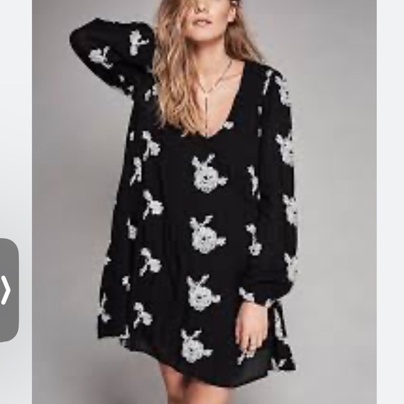Free People Embroidered Austin Mini long sleeve Dress Small xs oversized - Picture 7 of 7